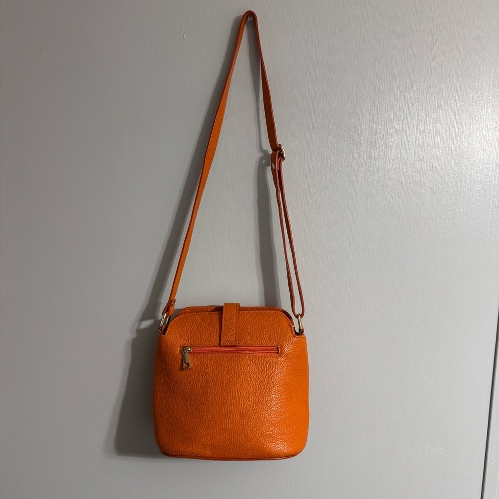 TANO Orange Italian Leather Crossbody Bag - Picture 2 of 15